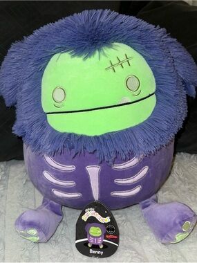 12” NWT Squishmallows ZOMBIE Benny Plush - Purple & Neon Green Monster